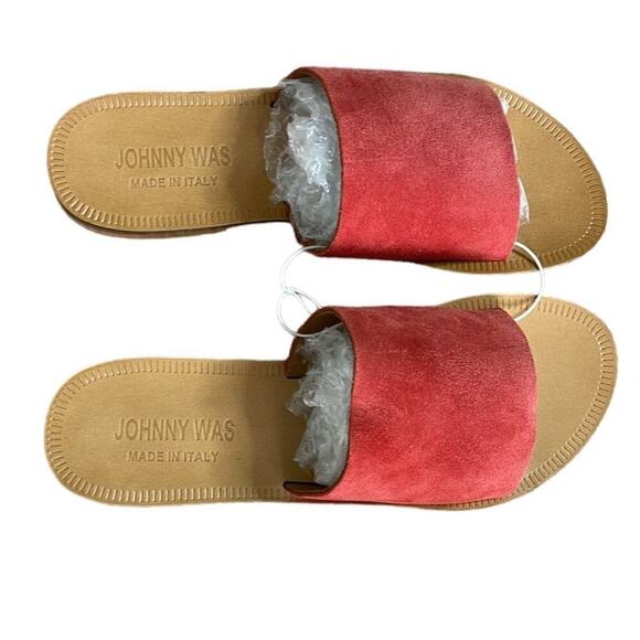 Johnny Was Camilla Red Suede Slides Sandal Size‎ 8 NWOT - Picture 3 of 7